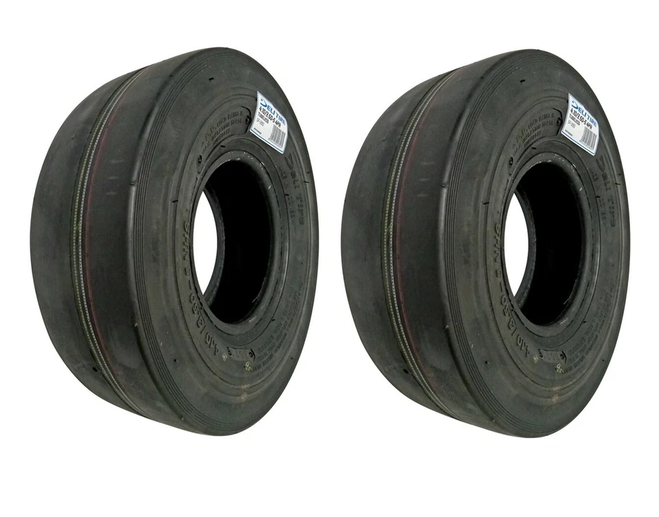 Pack of 2 Tires, Deli Tire 4.10/3.50-5, Slick Smooth, 4 Ply, Tubeless, 410x350x5