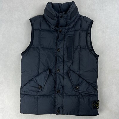 Stone Island Crinkle Reps Down Puffer Gilet Navy Jacket Small Coat 3425