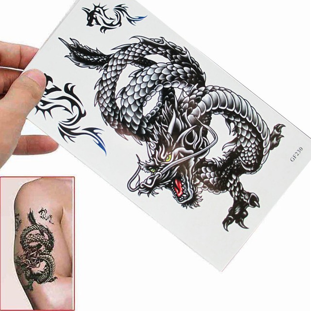 Men's Temporary Tattoo Dragon Pattern Fake Tatoo Sticker Body Art
