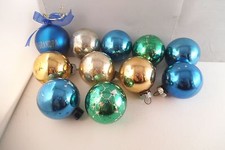 Vintage Mixed Lot of 11 Mercury Glass Christmas Ornaments Blue Green Gold