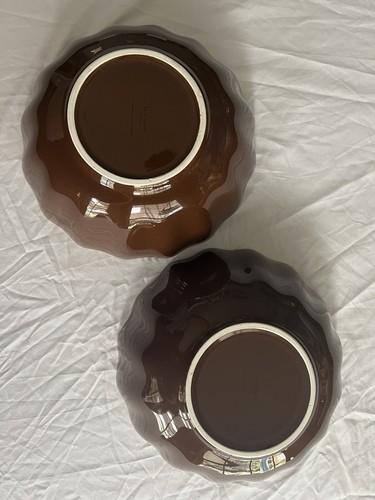 Kate Spade Lenox 2 Serving Bowls brown with gold trim With Brown Leafs - Picture 5 of 8
