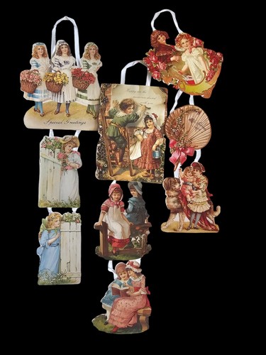 Lotto antichi appendiabiti vintage repro stile vittoriano fustellato San Valentino anni 80 - Foto 5 di 7
