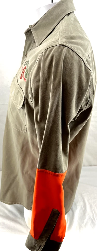Vtg Galyan's Master Sportsman Button Up Collar Orange Khaki Hunting Shirt Mens M - Image 4 of 4