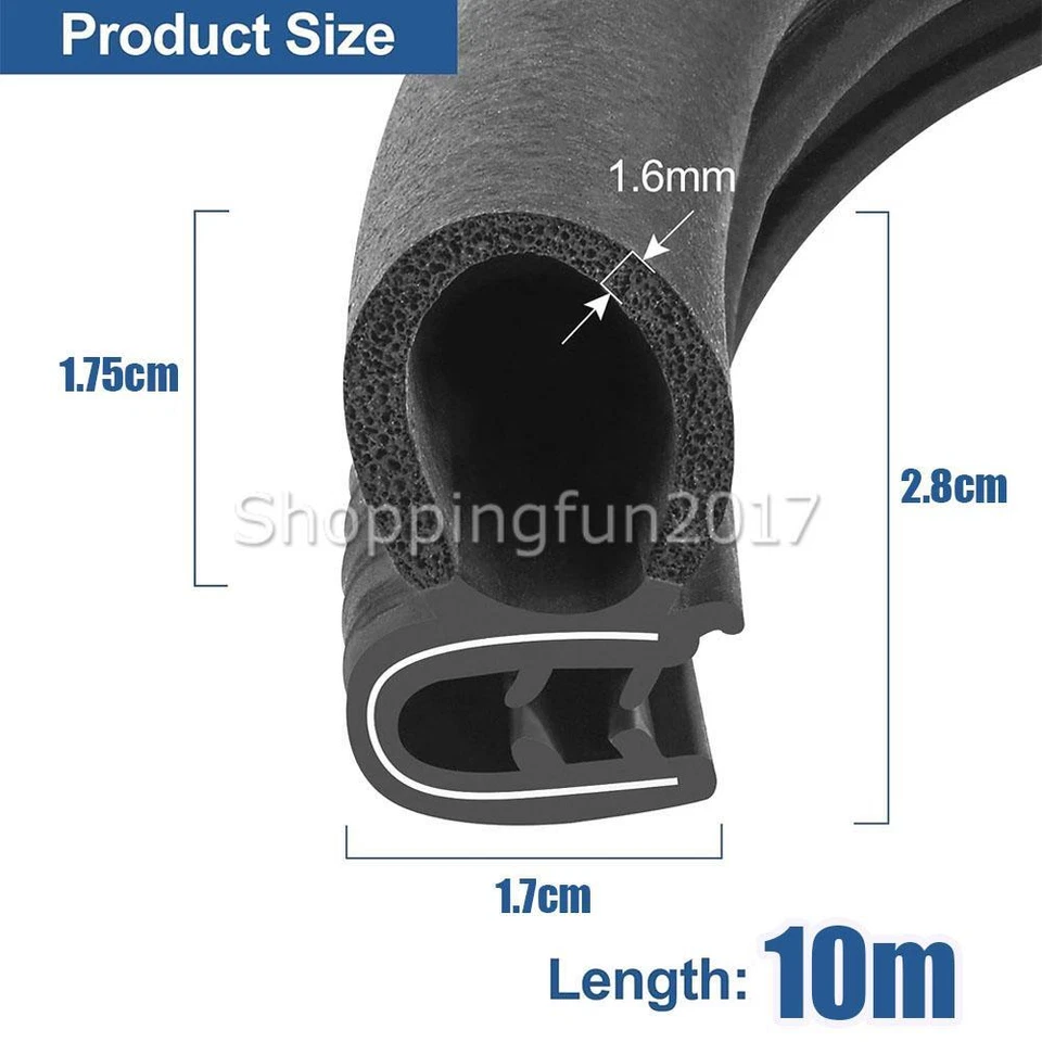 10m Bulb Pinchweld Rubber Pinch Weld Trim Toolbox Car Van Boot Door Edge Seal X - image 4 of 4