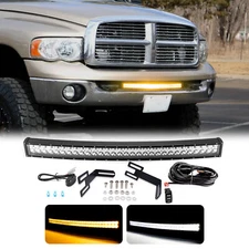For 03-19 Ram 2500 3500 Amber White Strobe 32'' Light Bar Bumper Mount Combo Kit