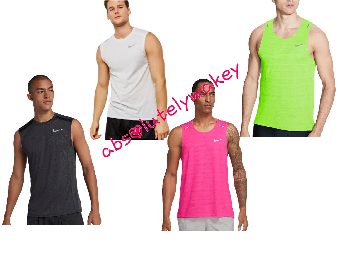 Nike Miler Men s Sleeveless Running Tank Cool Vest Top Dri Fit