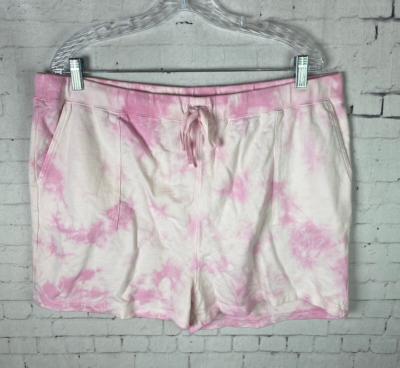 Lucky Brand XL Shorts Women's Pink Tie-Dye Casual Lounge Pull On (DAJ)
