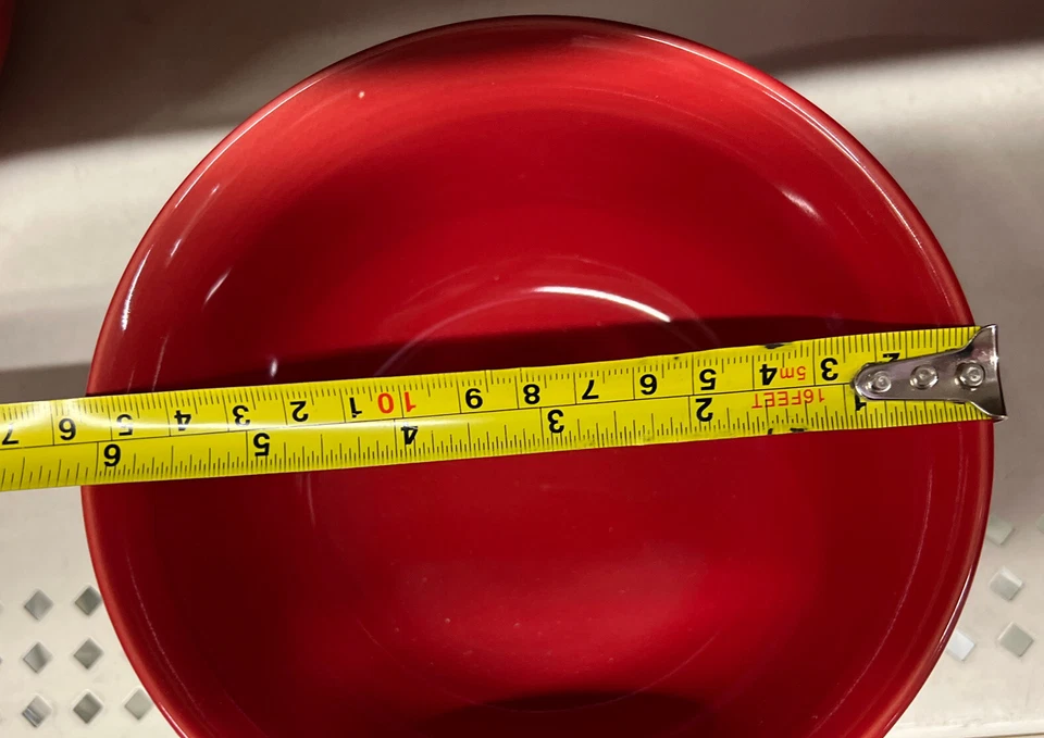 Nuevos 4 tazones de sopa/cereal Royal Norfolk de cerámica roja en relieve de 6" Foto 3 de 4