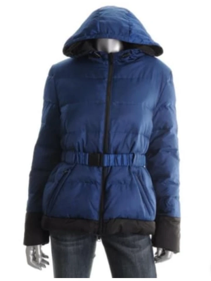 Doudoune+Capuche+Ceinture Grand Designer Réversible Rembourrée Plumes T.S NEUVE - Photo 1/1