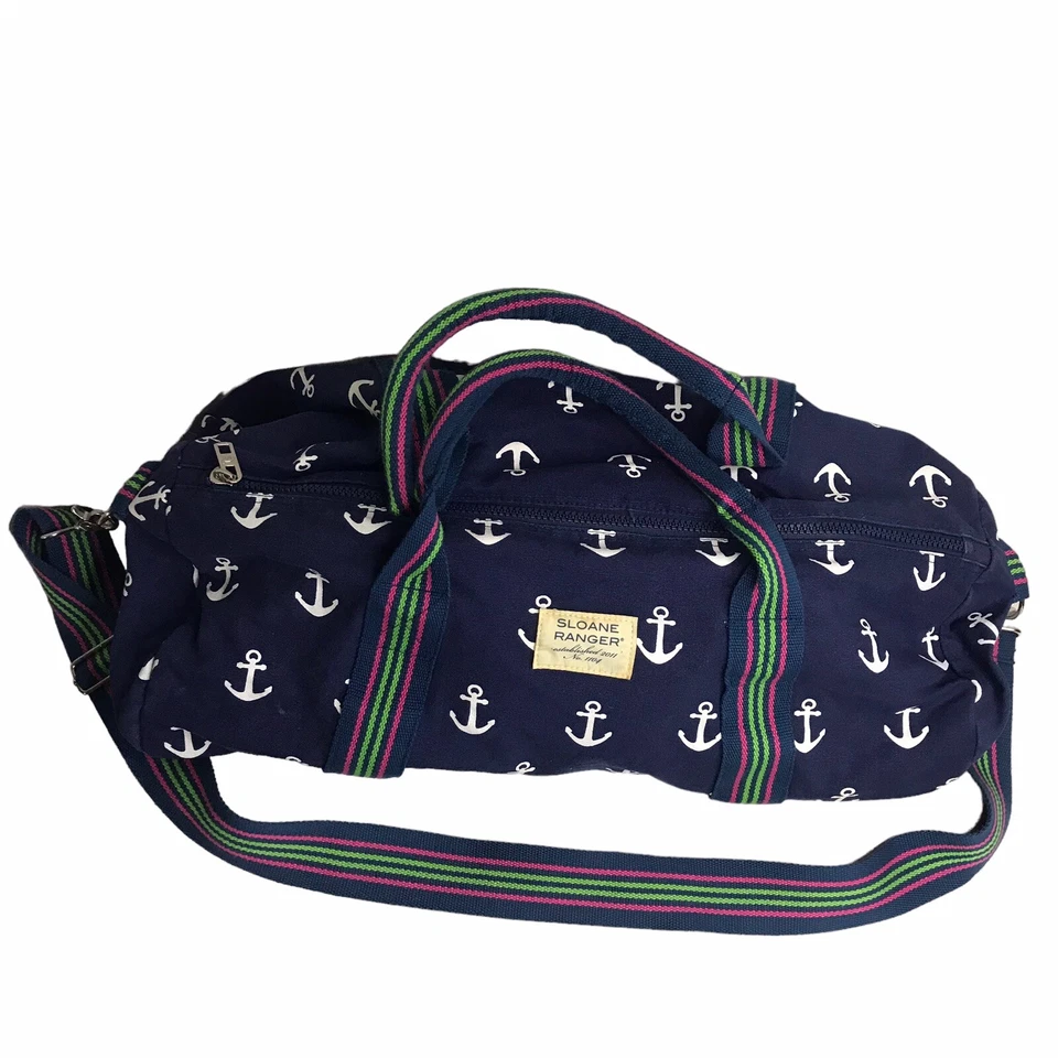 Bolso de Viaje Sloane Ranger Anchor Lona Azul Marino Correa para el Hombro 22 X 15 Náutico Foto 2 de 4