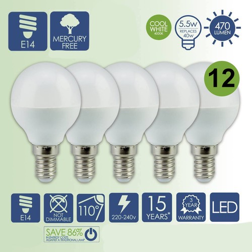 Bombilla LED E14 bola de golf 5,5 W = 40 W blanco frío bombilla de ahorro de energía - Imagen 8 de 8