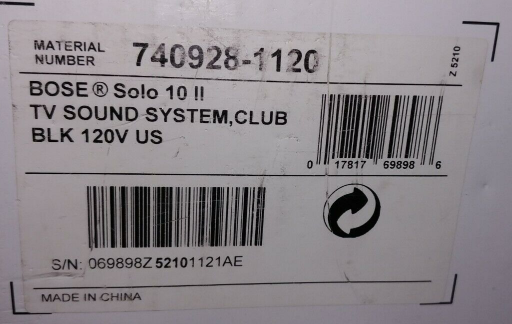 Bose Solo 10 series II TV Sound System 740928-1120 with remote