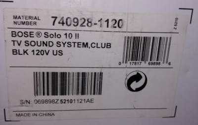Bose Solo 10 series II TV Sound System 740928-1120 with remote
