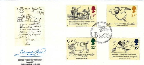 Great Britain Drawings E.Lear FDC Sc#1226/29 5 covers w/Fleetwood cachet- WW7269 - Picture 5 of 6