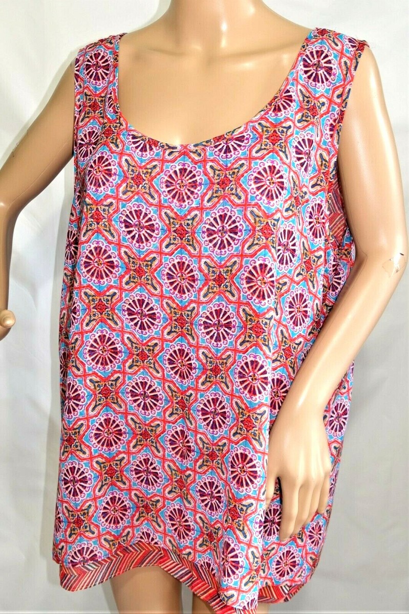 John Paul Richard Women Size XL Layered Chiffon Aztec Swing Top