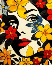 8x10 Fine Art Photo Print - Island Girl Picture Colorful Pop Art  Woman Floral