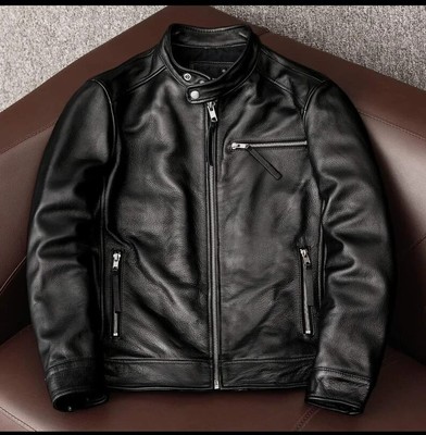 Men Leather Jacket Black Handmade Sheep Leather Men Custom Made Vintage Style