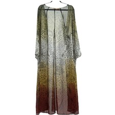 Wrangler Womens Large Western Paisley Kimono Duster Multicolor Cardigan Festival