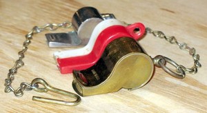 VINTAGE BRASS MILITARY WHISTLE W- CHAIN, NOBLE & H.A. LOT
