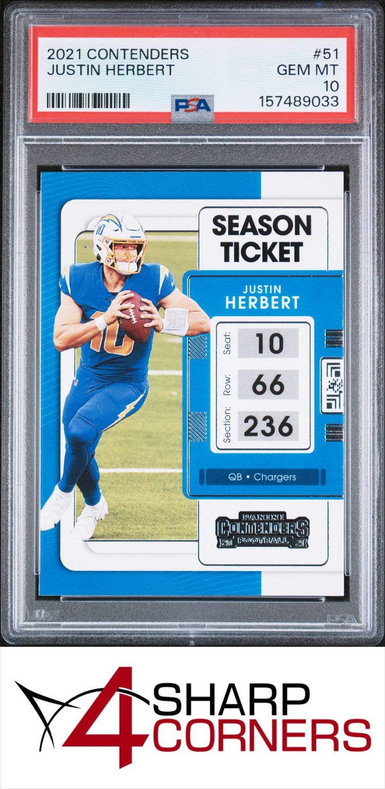2021 PANINI CONTENDERS #51 JUSTIN HERBERT CHARGERS PSA 10