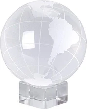OwnMy 80mm World Globe Crystal Ball Glass Sphere Display Globe Paperweight Heali