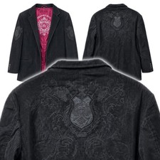 Blazer Franky Max XL Negro Pana Bordado Cresta Gótica Rock Y2K Chaqueta