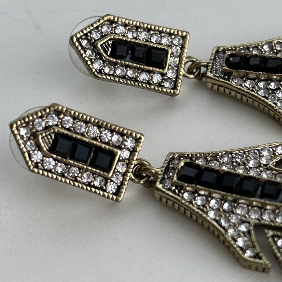 Pendientes Heidi Daus colgantes denim y cristal decorativo perforados declaración firmada Foto 3 de 4