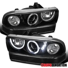 Fits 1998-2004 Chevy S10 Blazer Black SMD LED Projector Headlights+Bumper Lamps