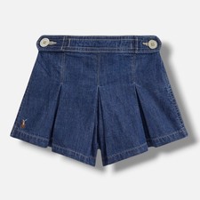 Polo Ralph Lauren Girls Blue Pleated Indigo Denim Shorts Size 5