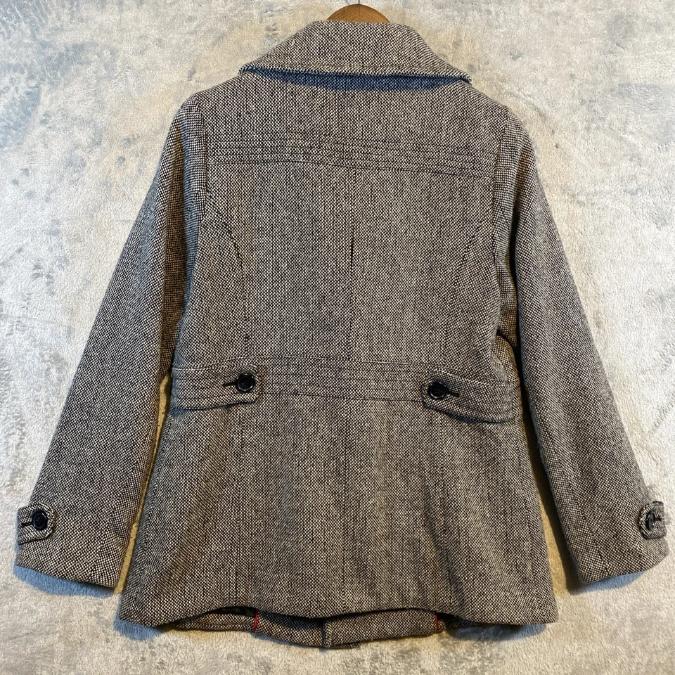 Relativity Coat Women Sz M Wool Blend Gray Tweed Double Breasted Preppy Classic - Image 2 of 4