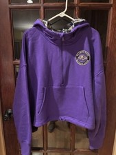 Ravens Sweatshirt Hoodie Women's XXL w/ Plaid Lined Hood  Glitter Emblem Logo