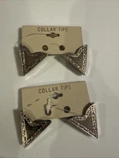 Vintage Western Aluminum Collar Tips Pointed Set If 2 Cowboy Clips