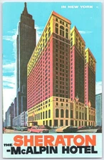 Vintage Sheraton McAlpin Hotel New York Linen Postcard Tichnor Bros