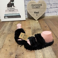 Northeast Outfitters Cozy Cabin Fuzzy Slide Slipper Women's NWT Size 4-6 Black