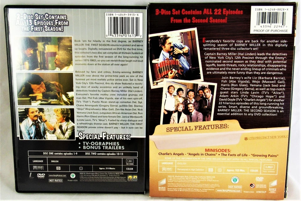 Barney Miller сезоны 1 2 один и два 5 дисков всего региона 1 DVD лот Бесплатная доставка - Изображение 2 из 4