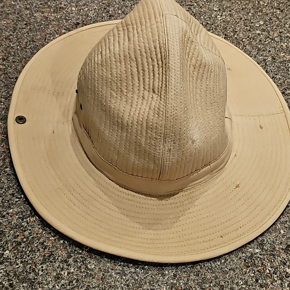 De Colección Banana Republic Ejército Francés Bush Sombrero Talla L Algodón Lateral Snap Bronceado Molino Etiqueta Años 80 Foto 3 de 4