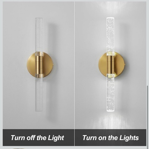 Wall Sconce Set of Two LED Sconces Wall Lighting Gold Battery Operated Remote - Picture 4 of 8