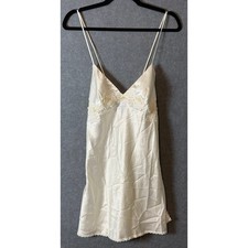 Victoria's Secret Vintage Gold Label Chemise Small Ivory Satin Lace Pearl Slip