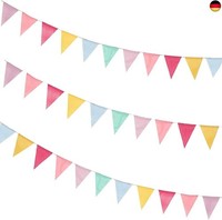 Wimpelkette Outdoor, 3 StüCk 36 Flaggen Vintage Garden Wetterfest Regenbogen