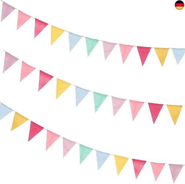 Wimpelkette Outdoor, 3 StüCk 36 Flaggen Vintage Garden Wetterfest Regenbogen-image