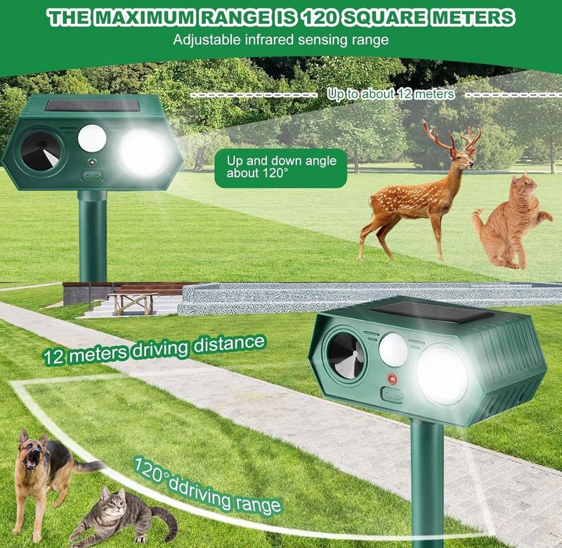 Ultrasonic Animal Repellent Outdoor Repellent Solar Motion 2 Pack Activated