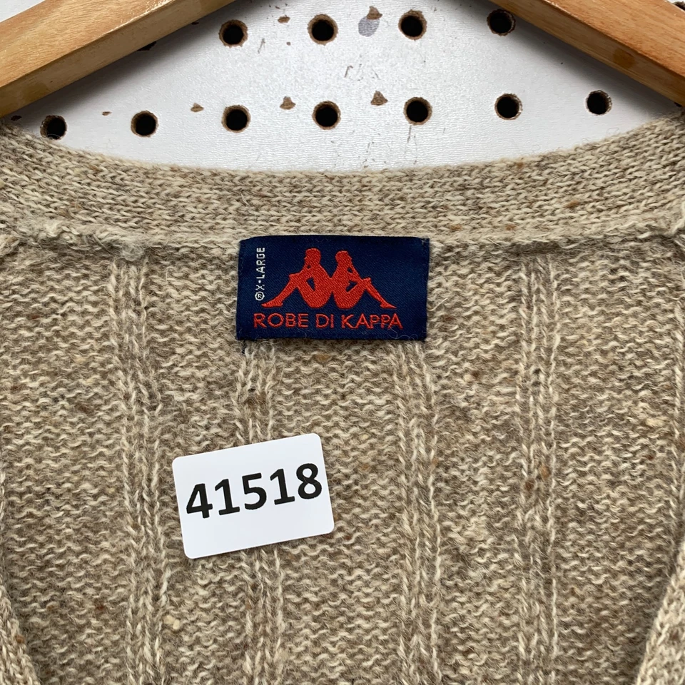 Cárdigan Suéter Robe DI Kappa Tejido con Cable para Hombres XL Marrón Lana Abuelo 24X31 Foto 4 de 4