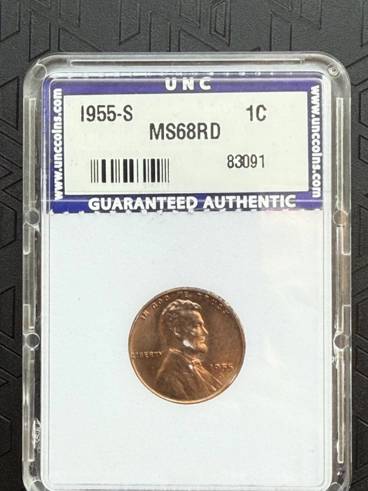 1955 S LINCOLN WHEAT CENT UNC MS68 RD