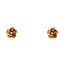 14K Yellow Real Gold Rose Flower Small Studs Post Push Back Earrings