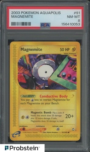 2003 Pokemon Aquapolis #91 Magnemite PSA 8 NM-MT