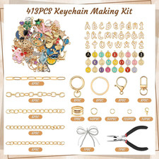 413PCS Charms Lip Gloss Keychain Making Kit DIY Keychains Including Key Chain