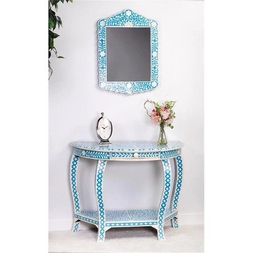 Butler Specialty Company Vivienne Bone Inlay Wall Mirror - Sky Blue And White - Picture 3 of 7