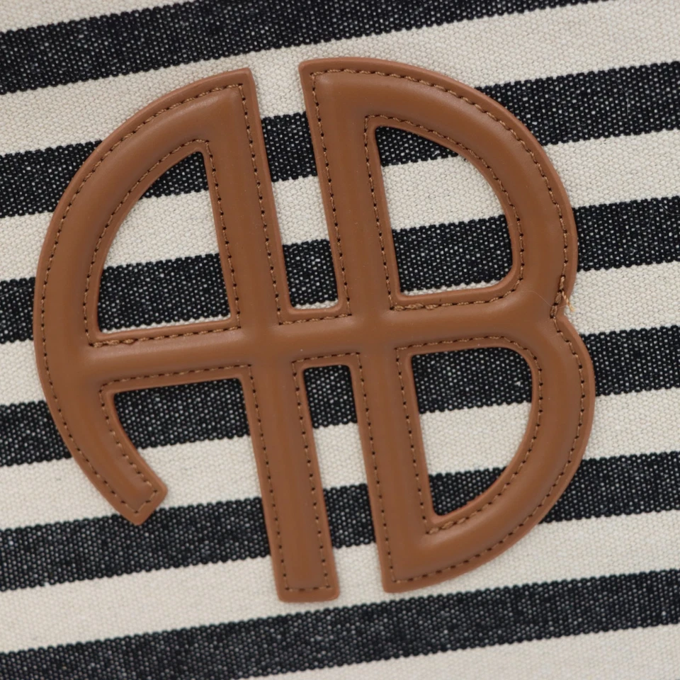 ANINE BING Lara Tote Bag – Multi Stripe Canvas with Leather - multi-color stripe - Image 4 of 4