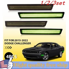 2/4x Front Rear Side Kit Marker Lens Smoke Lamp Green For 15-22 Dodge Challenger