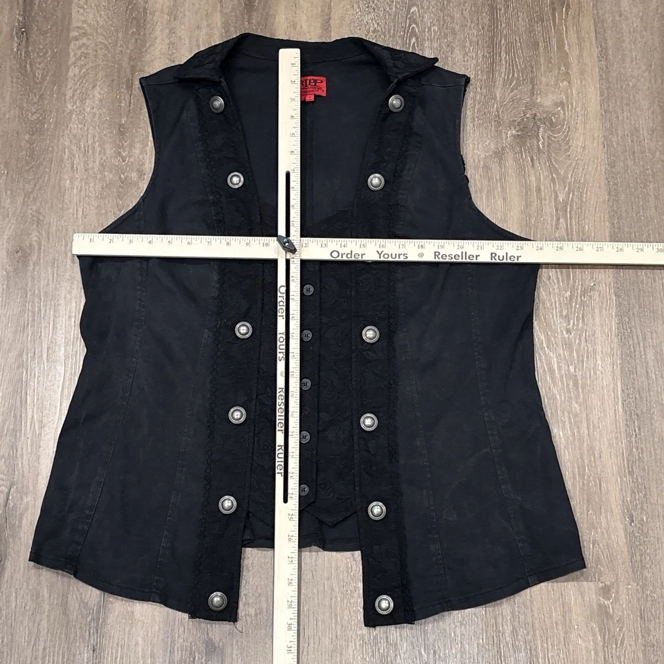 Tripp NYC Chaleco Mujer 4X Negro Encaje Gótico Corsé Estilo Grunge Y2K Envejecido Foto 4 de 4